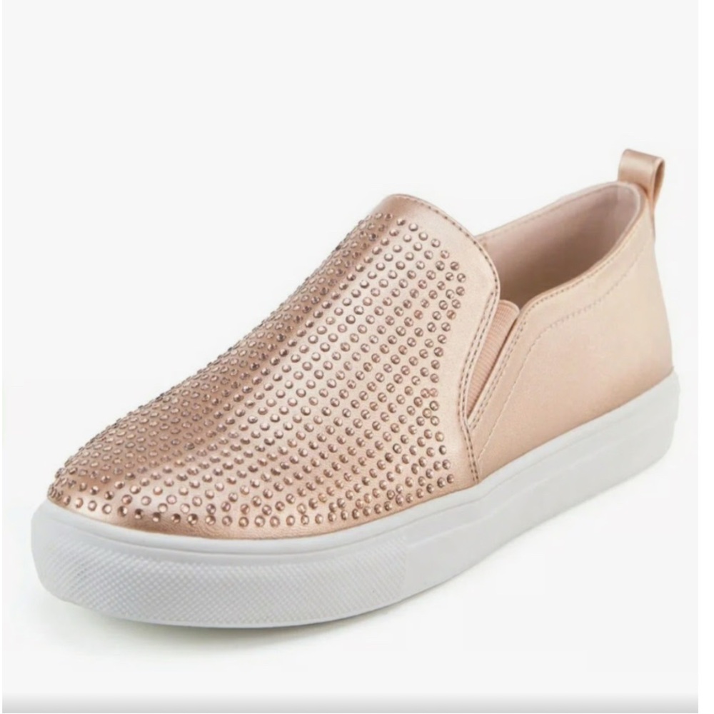 Nicole Miller Women's Sandra Slip On Sneakers 9 Rhinestone Canvas